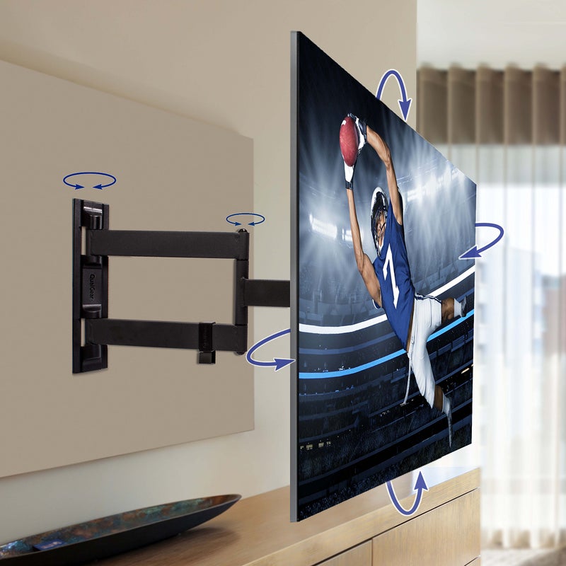 QualGear Qg-TM-021-Blk Universal Ultra Slim Low Profile Articulating Wall Mounting Kit for Most 23-Inch to 47-Inch and Some 55-Inch Led TVs, with 6ft HDMI V2.0 Cable, Black - Image 2